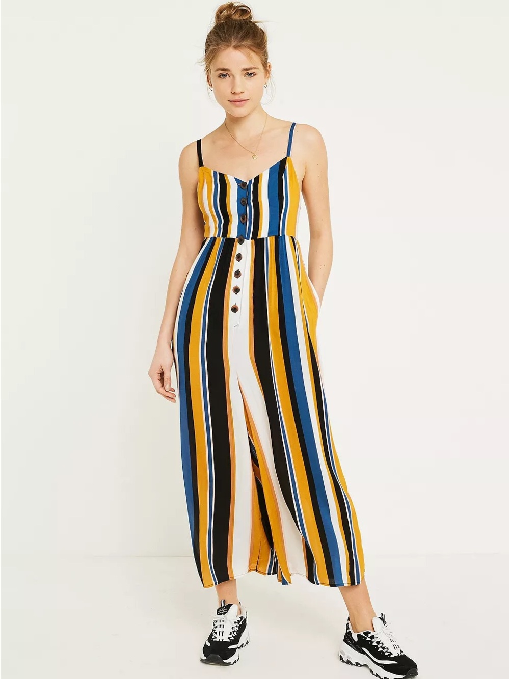 URBAN OUTFITTERS | Tootsie Vertical Stripes Button-Through Jumpsuit